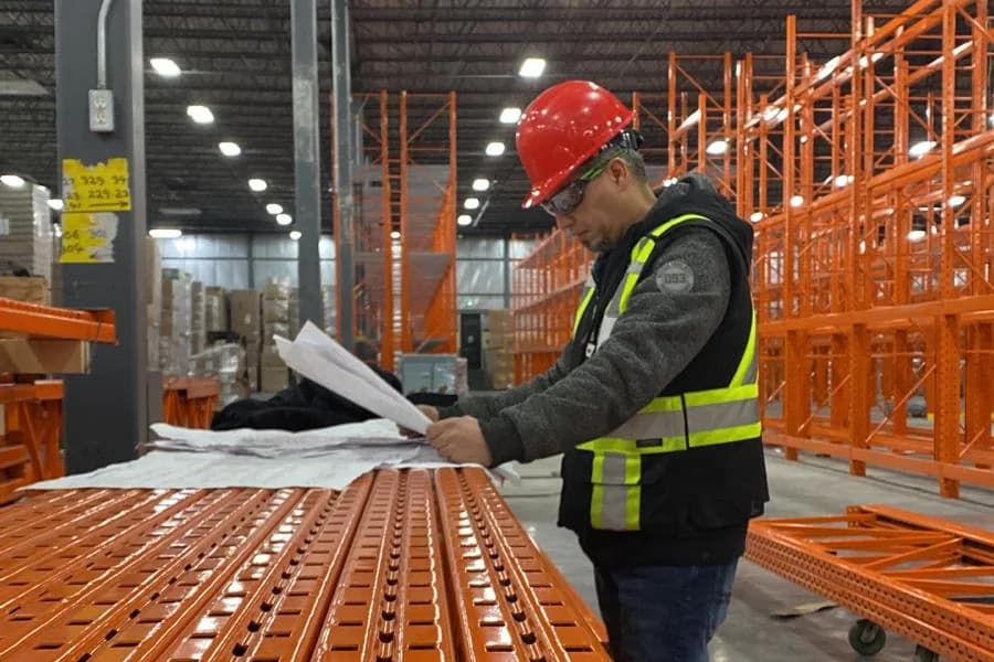 Expert de 3E Racking Systems avec les plans d'un projet de rayonnage